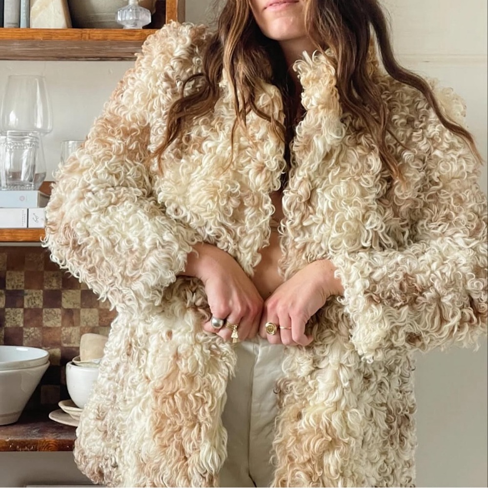 Vintage 1960s Mongolian Lamb Shearling Fur Coat